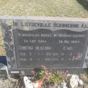 HUBER Emil 1901-1972 &amp; Christina Wilhelmina 1910-1989