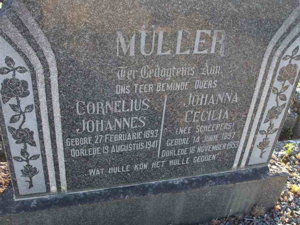 MULLER Cornelius Johannes 1893-1941 &amp; Johanna Cecilia SCHEEPERS 1897-1953