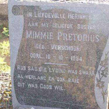 PRETORIUS Mimmie nee VERSCHOOR -1954