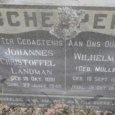 SCHEEPERS Johannes Christoffel Landman 1881-1946 &amp; Wilhelmina MÜLLER 1893-1976