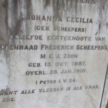 SCHEEPERS Johanna Cecilia nee SCHEEPERS 1887-1910