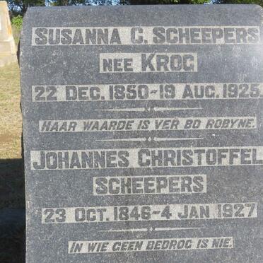 SCHEEPERS Johannes Christoffel 1846-1927 &amp; Susanna C. KROG 1850-1925