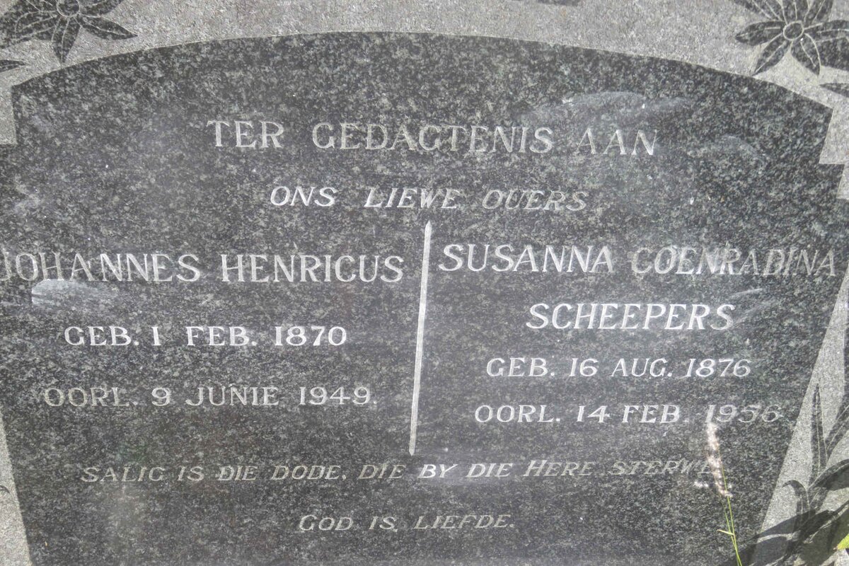 VOGEL Johannes Henricus 1870-1949 &amp; Susanna Coenradina SCHEEPERS 1876-1956