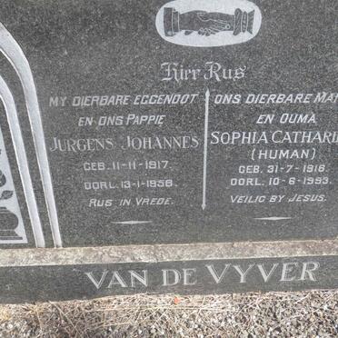 VYVER Jurgens Johannes, van der 1917-1958 &amp; Sophia Catharina HUMAN 1916-1993