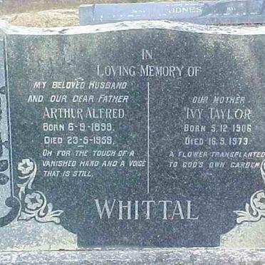 WHITTAL Arthur Alfred 1899-1959 &amp; Ivy TAYLOR 1906-1973