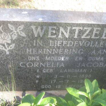 WENTZEL Cornelia Jacoba nee LANDMAN 1898-19??