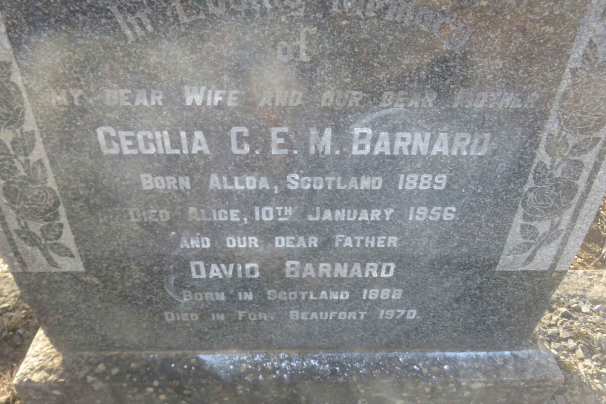 BARNARD David 1888-1970 &amp; Cecilia C.E.M 1889-1956