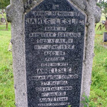 LESLIE James -1928 &amp; Annie 1851-1930