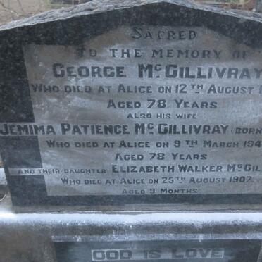 McGILLIVRAY George -1938 &amp; Jemima Patience GARDENER -1942 :: McGILLIVRAY Elizabeth Walker -1907 