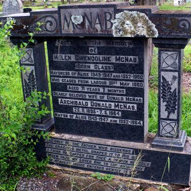 McNAB Archibald Donald 1895-1964 &amp; Helen Gwendoline GLASS -1960;