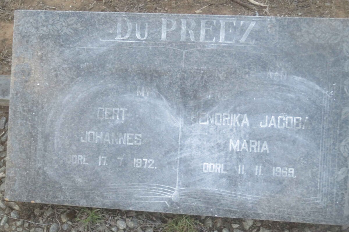 PREEZ Gert Johannes, du -1972 &amp; Hendrika Jacoba Maria -1969