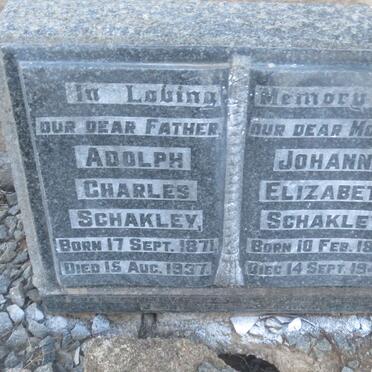 SCHAKLEY Adolph Charles 1871-1937 &amp; Johanna Elizabeth 1871-1945