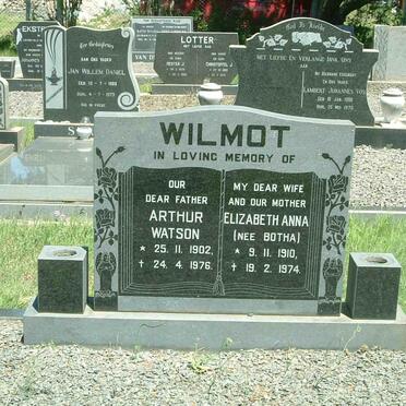 WILMOT Arthur Watson 1902-1976 &amp; Elizabeth Anna BOTHA 1910-1974