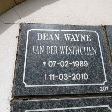 WESTHUIZEN Dean-Wayne, van der 1989-2010