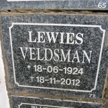 VELDSMAN Lewies 1924-2012