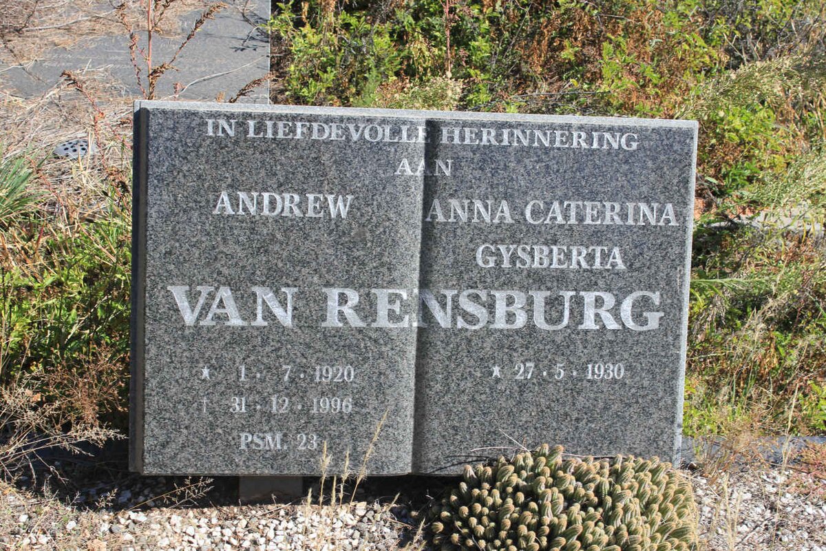 RENSBURG Andrew, van 1920-1996 &amp; Anna Caterina Gysberta 1930-