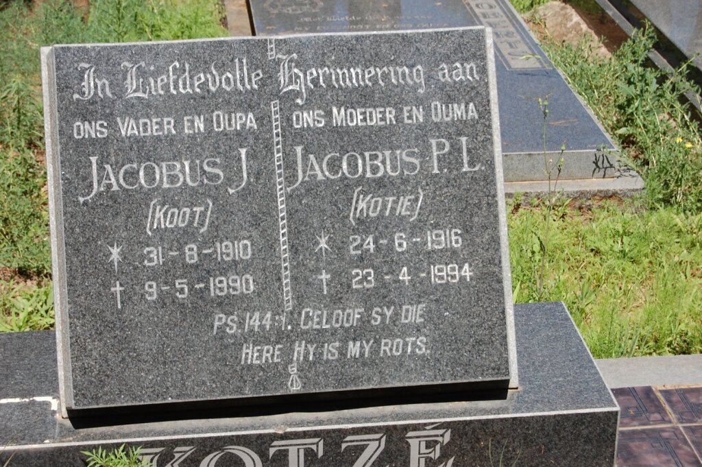 KOTZE Jacobus J. 1910-1990 &amp; Jacobus P.L. 1916-1994