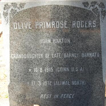 ROGERS Olive Primrose nee HAXTON 1915-1972