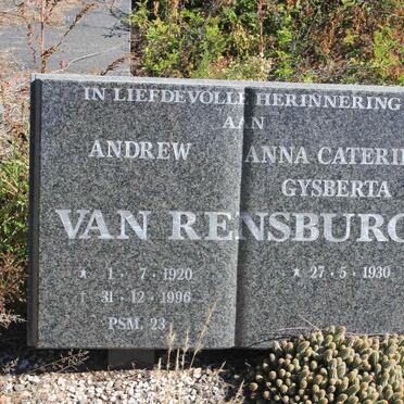 RENSBURG Andrew, van 1920-1996 &amp; Anna Caterina Gysberta 1930-