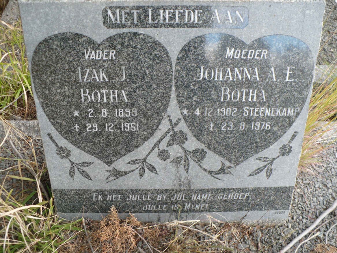 BOTHA Izak J. 1899-1951 &amp; Johanna A.E. STEENEKAMP 1902-1976
