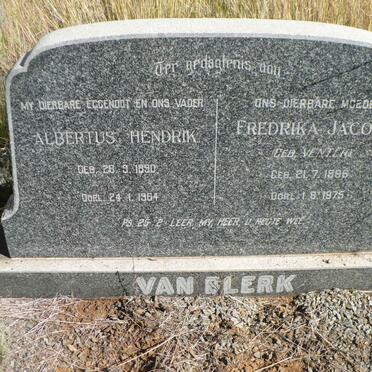 BLERK Albertus Hendrik, van 1890-1964 &amp; Fredrika Jacoba VENTER 1896-1975
