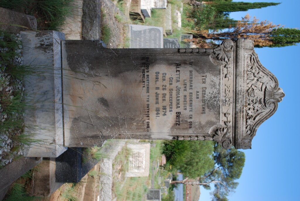 BRITZ Aletta Johanna nee SCHEEPERS 1874-1941