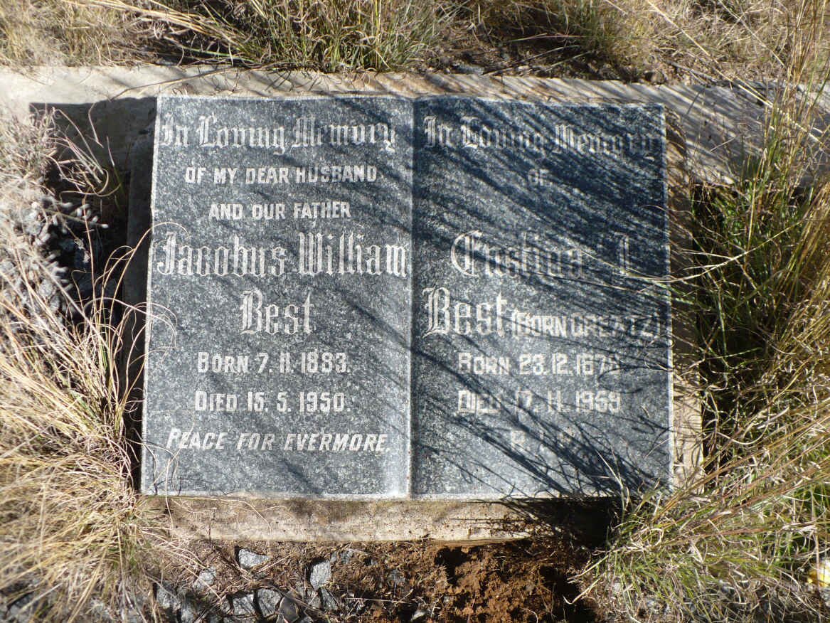 BEST Jacobus William 1883-1950 &amp; Enstina J. GRAETZ 1878-1959