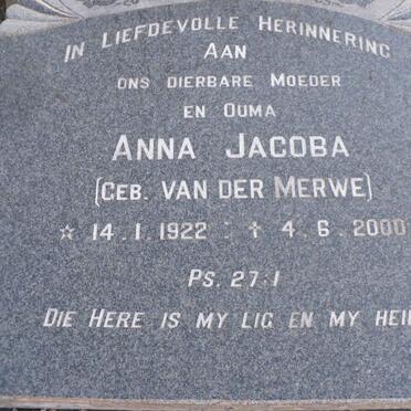 CONRADIE Anna Jacoba nee VAN DER MERWE 1922-2000