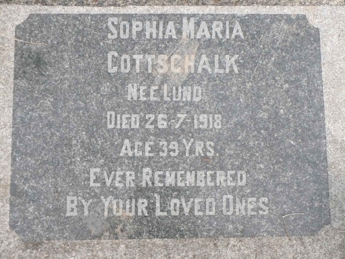 GOTTSCHALK Sophia Maria nee LUND -1918