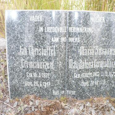 GERMISHUIZEN Jan Christoffel 1871-1947 &amp; Maria Susanna Magdalena GREYLING 1873-19??