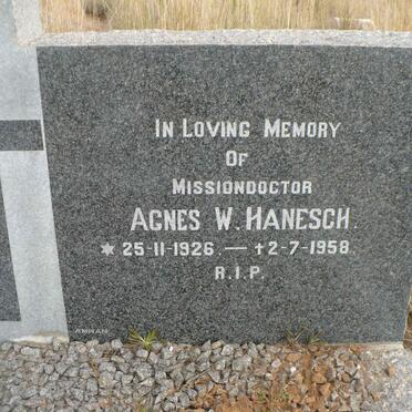 HANESCH Agnes W. 1926-1958
