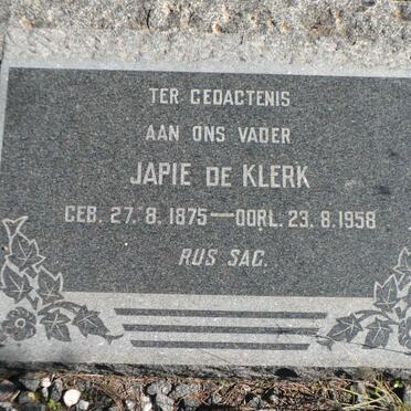 KLERK Japie, de 1875-1958