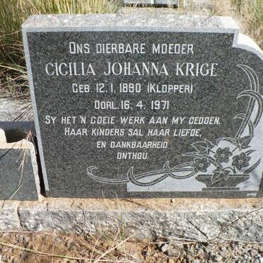 KRIGE Cicilia Johanna nee KLOPPER 1890-1971
