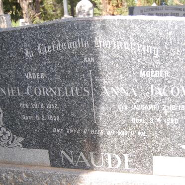 NAUDE Daniel Cornelius 1852-1930 &amp; Anna Jacomina AUCAMP 186?-1950
