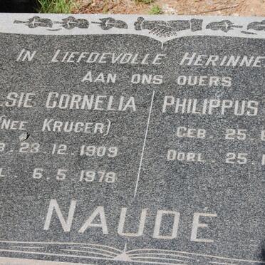 NAUDE Phillipus Daniel 1910-1950 &amp; Elsie Cornelia KRUGER 1909-1978
