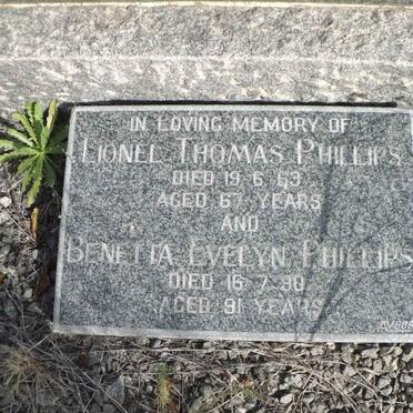 PHILLIPS Lionel Thomas -1963 &amp; Benetta Evelyn -1990