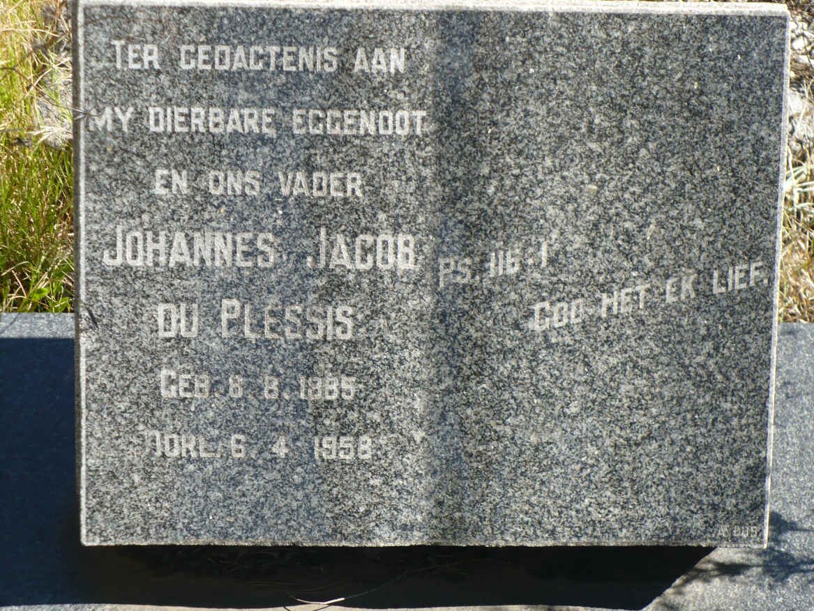 PLESSIS Johannes Jacob, du 1885-1958