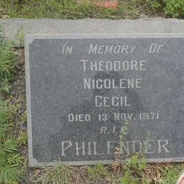 PHILENDER Theodore -1971 :: PHILENDER Nicolene -1971 :: PHILENDER Cecil -1971