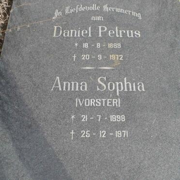 PIENAAR Daniel Petrus 1889-1972 &amp; Anna Sophia VORSTER 1898-1971