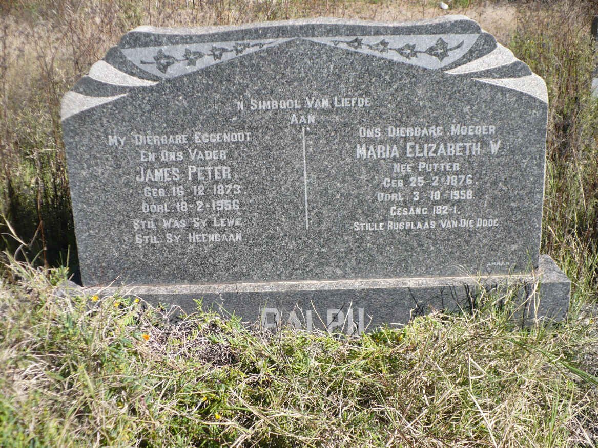 RALPH James Peter 1873-1956 &amp; Maria Elizabeth W. PUTTER 1876-1958