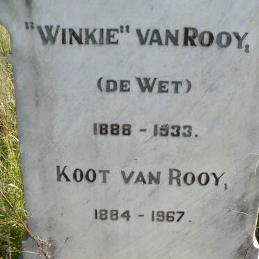 ROOY Koot, van 1884-1967 &amp; Winkie DE WET 1888-1933