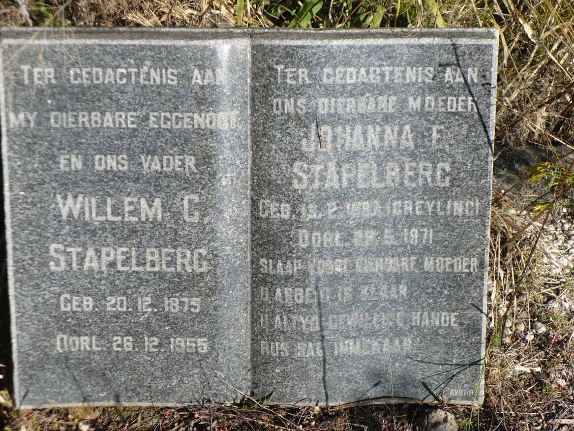STAPELBERG Willem C. 1875-1955 &amp; Johanna  E. GREYLING 18??-1971