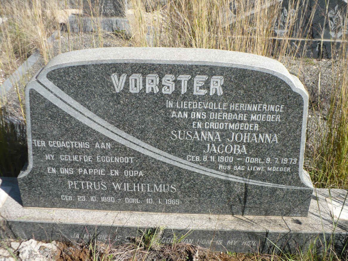 VORSTER Petrus Wilhelmus 1890-1965 &amp; Susanna Johanna Jacoba 1900-1973