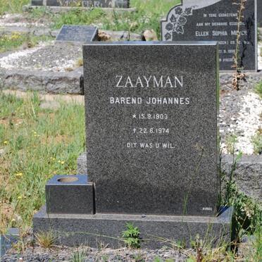 ZAAYMAN Barend Johannes 1903-1974