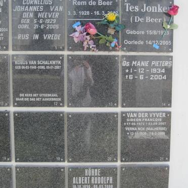 JONKER :: PIETERS :: VAN DER VYVER :: KOHNE :: NOX :: MALHERBE