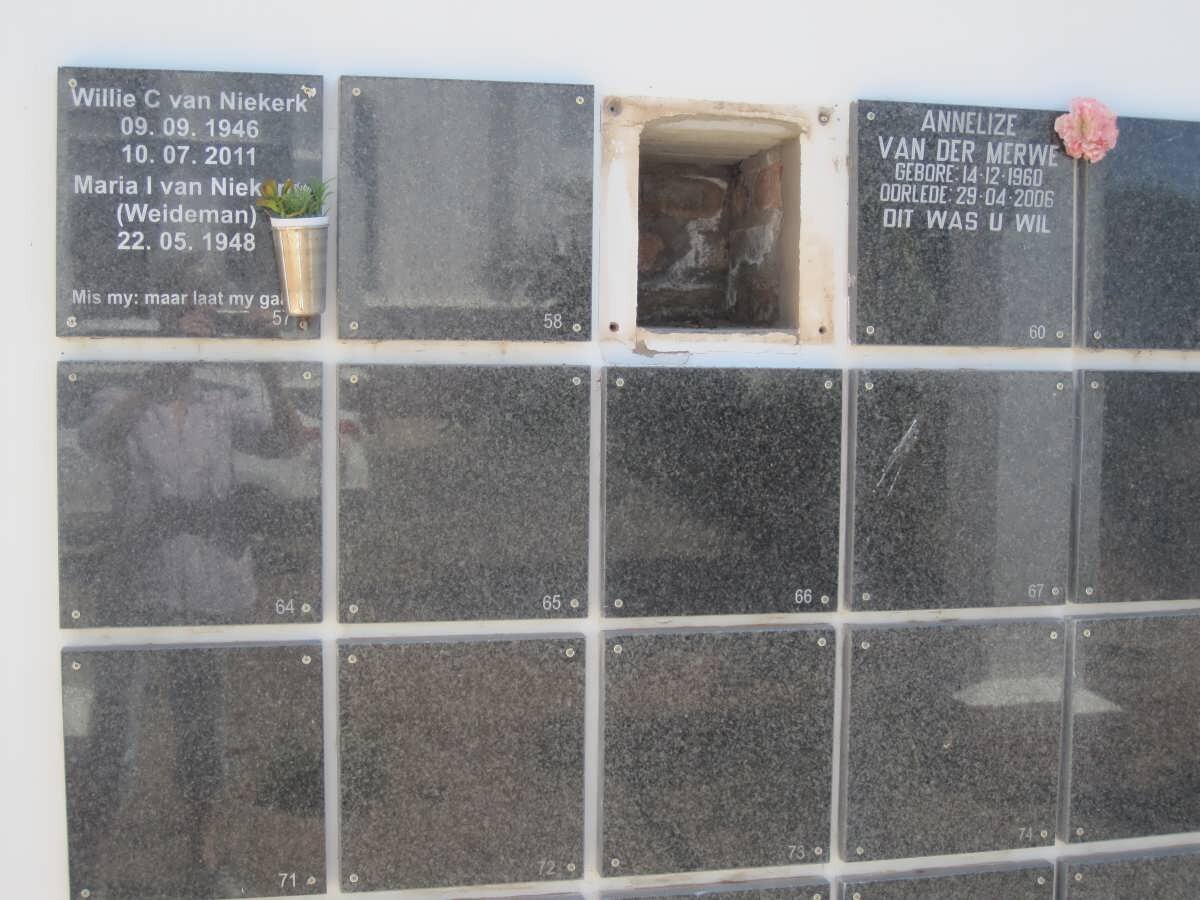 NIEKERK, van :: WEIDEMAN :: VAN DER MERWE