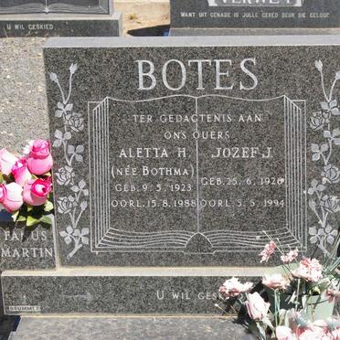 BOTES Jozef J. 1926-1994 &amp; Aletta H. BOTHMA 1923-1988