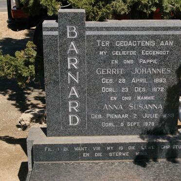 BARNARD Gerrit Johannes 1893-1972 &amp; Anna Susanna PIENAAR 1899-1979
