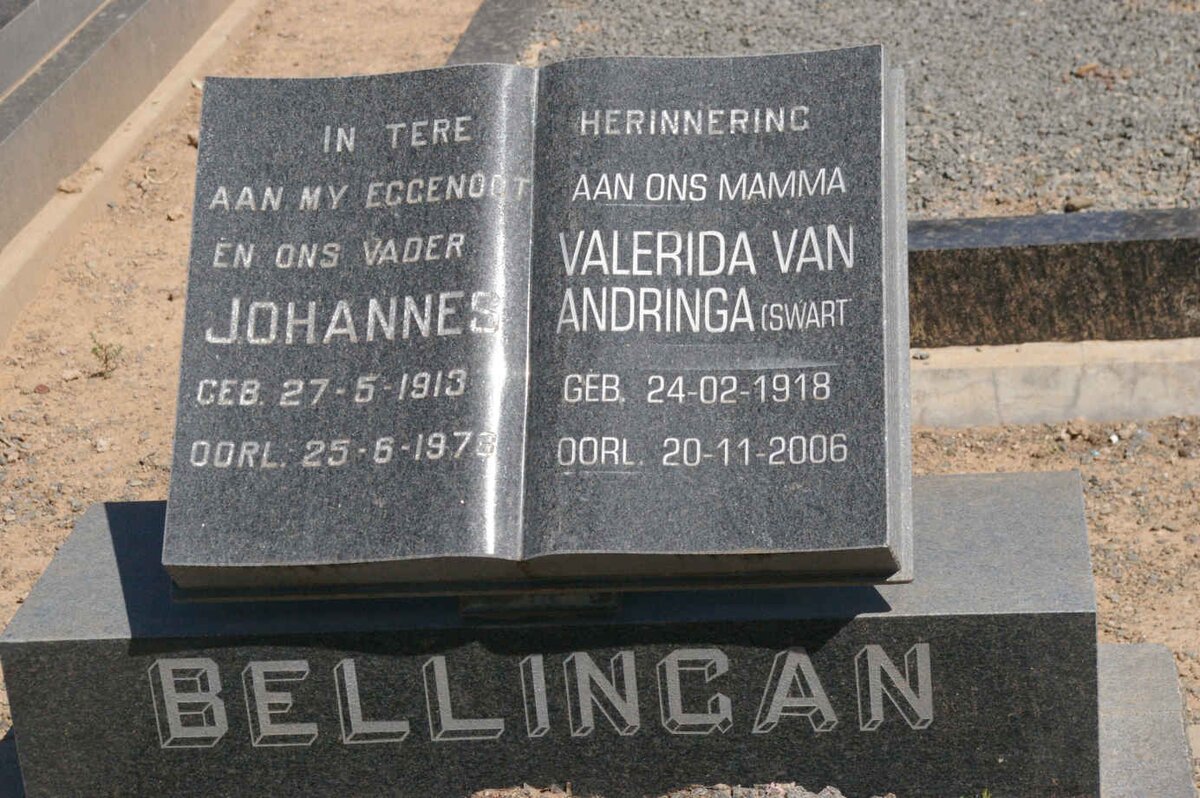 BELLINGAN Johannes 1913-1978 &amp; Valerida van Andringa SWART 1918-2006