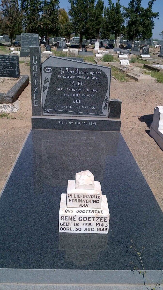 COETZEE Alec 1910-1993 &amp; Joe 1917-2012 :: COETZEE Rene 1945-1945
